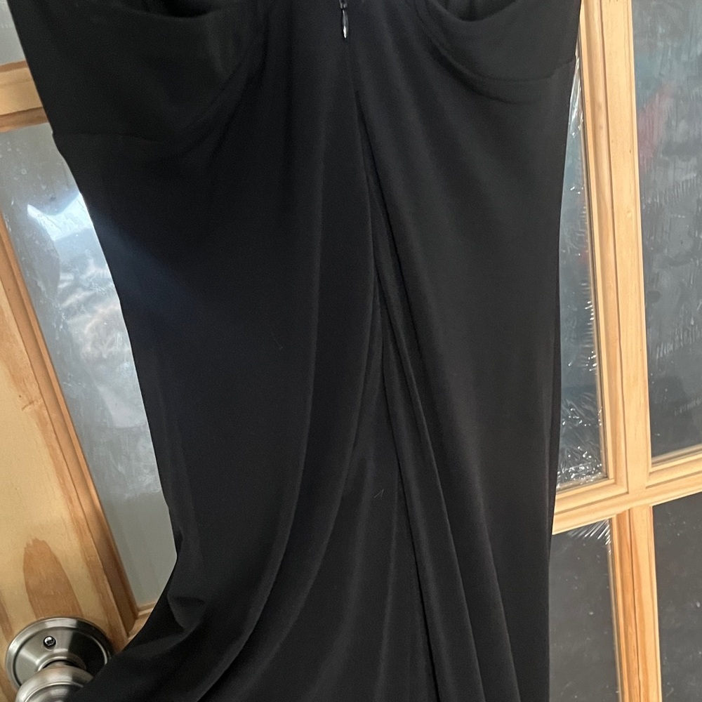 Laundry satin trim  Black Maxi Dress Gown deep v neck size 2 - Picture 7 of 9